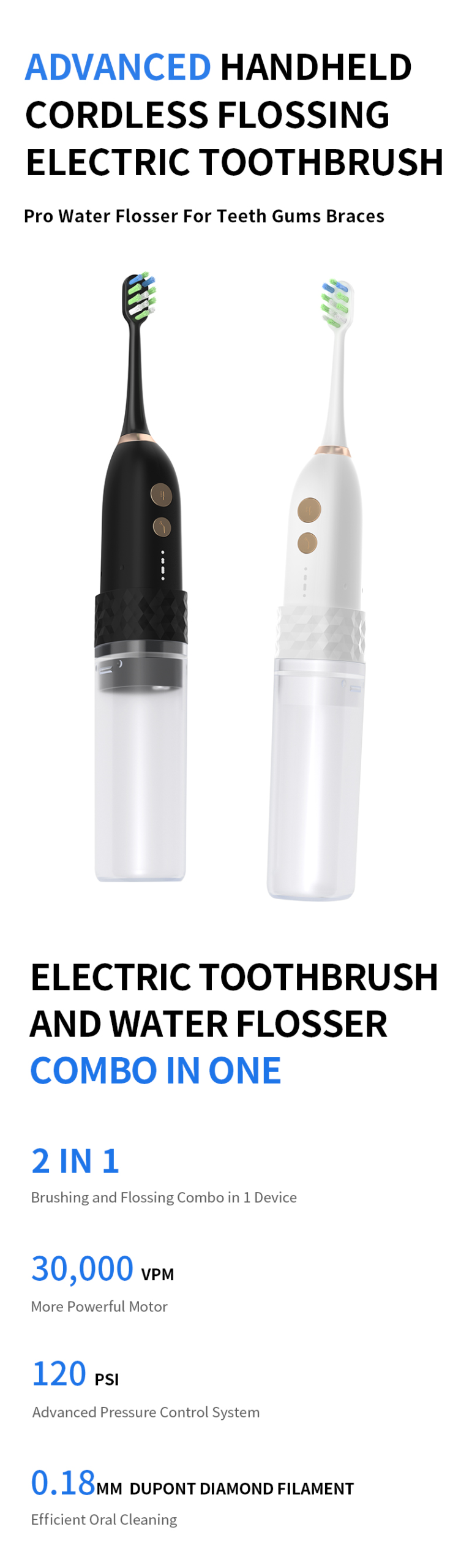 water flosser and electric toothbrush combo