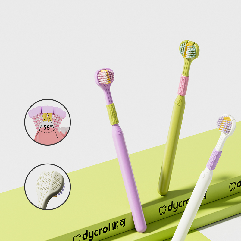 Three sided toothbrush