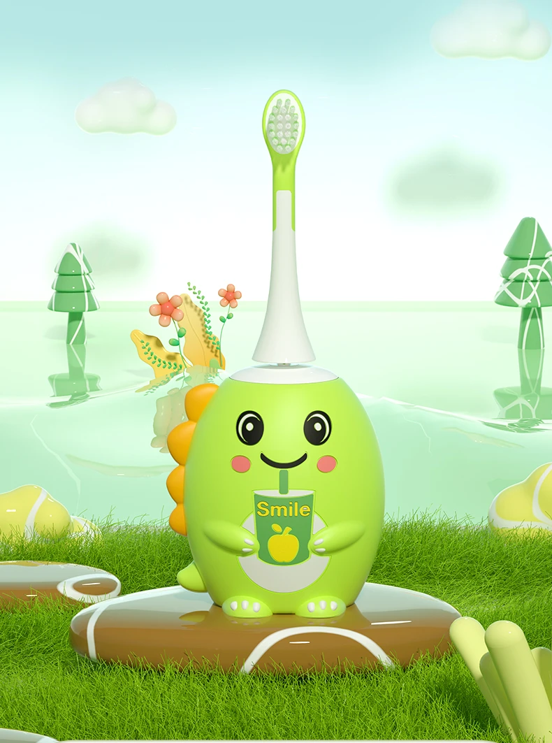 OralGos DB209 Dinosaur-Themed U-Shaped Electric Toothbrush