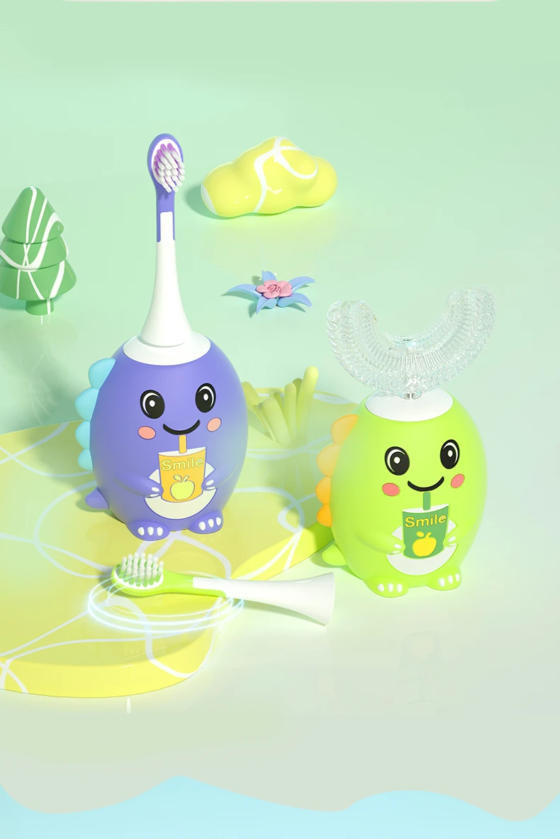 OralGos DB209 Dinosaur-Themed U-Shaped Electric Toothbrush