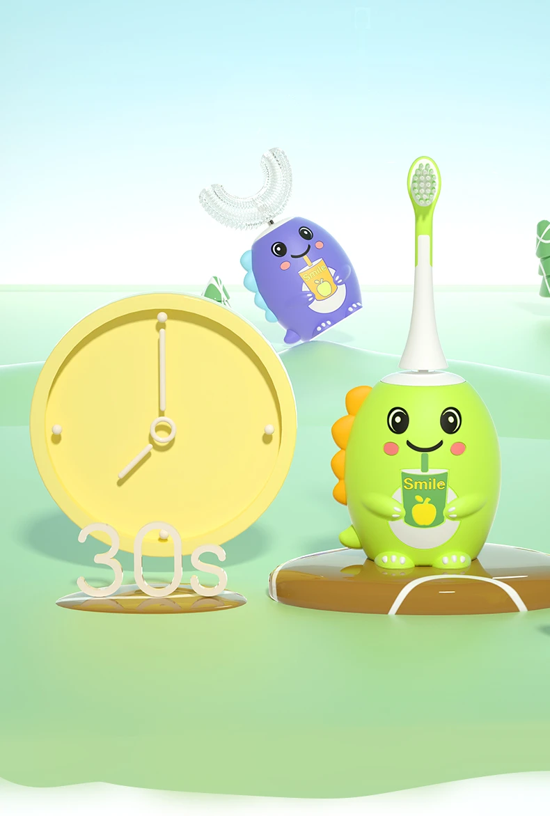OralGos DB209 Dinosaur-Themed U-Shaped Electric Toothbrush