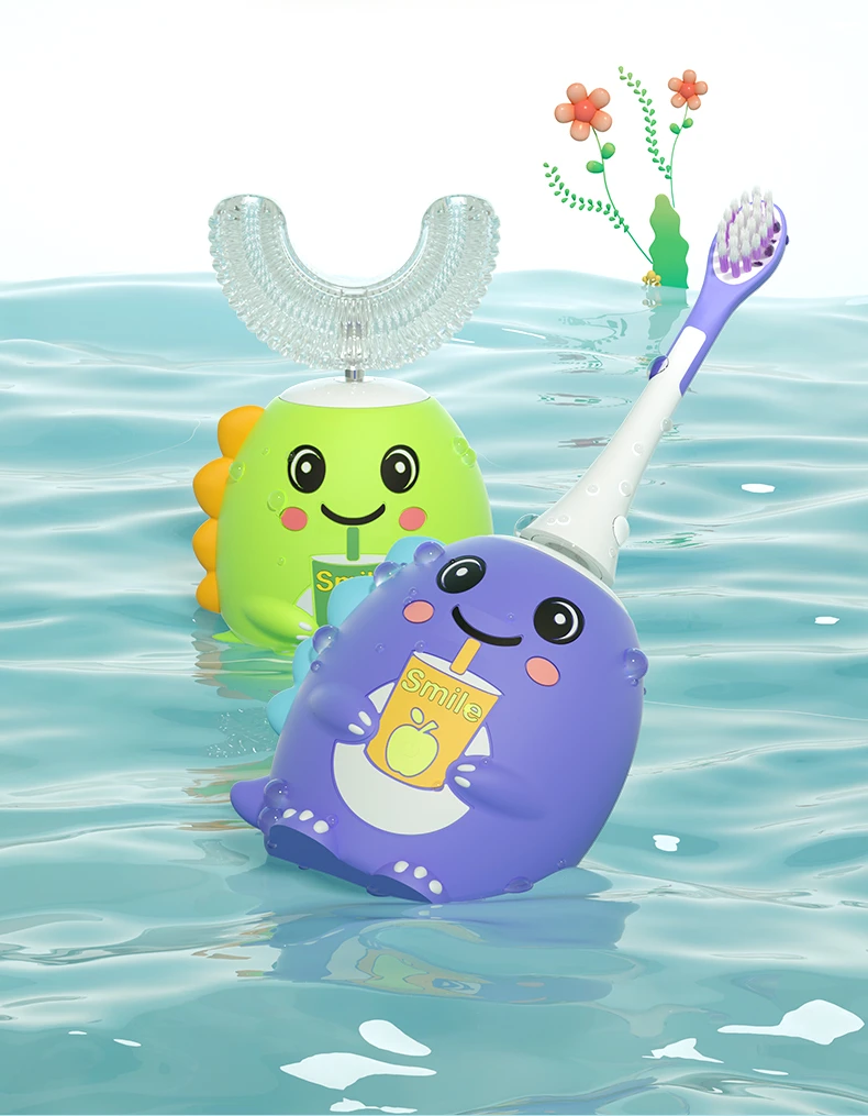 OralGos DB209 Dinosaur-Themed U-Shaped Electric Toothbrush