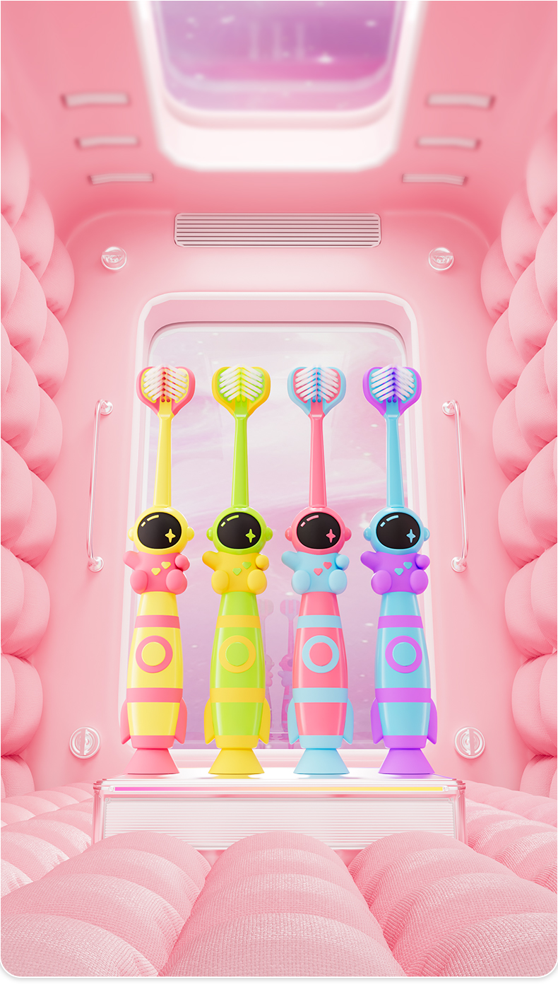 Dycrol KR626 Astronaut-Inspired 3-Sided Kids Toothbrush