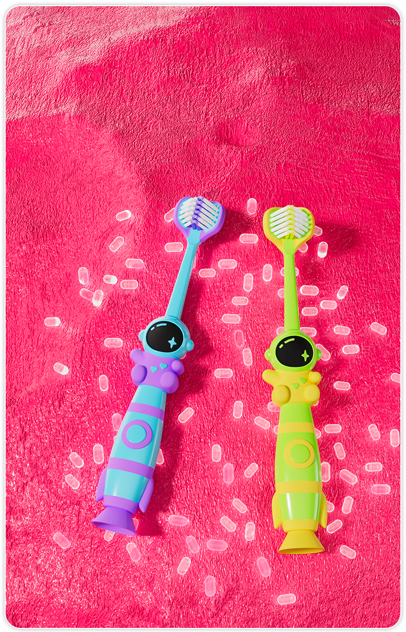 Dycrol KR626 Astronaut-Inspired 3-Sided Kids Toothbrush