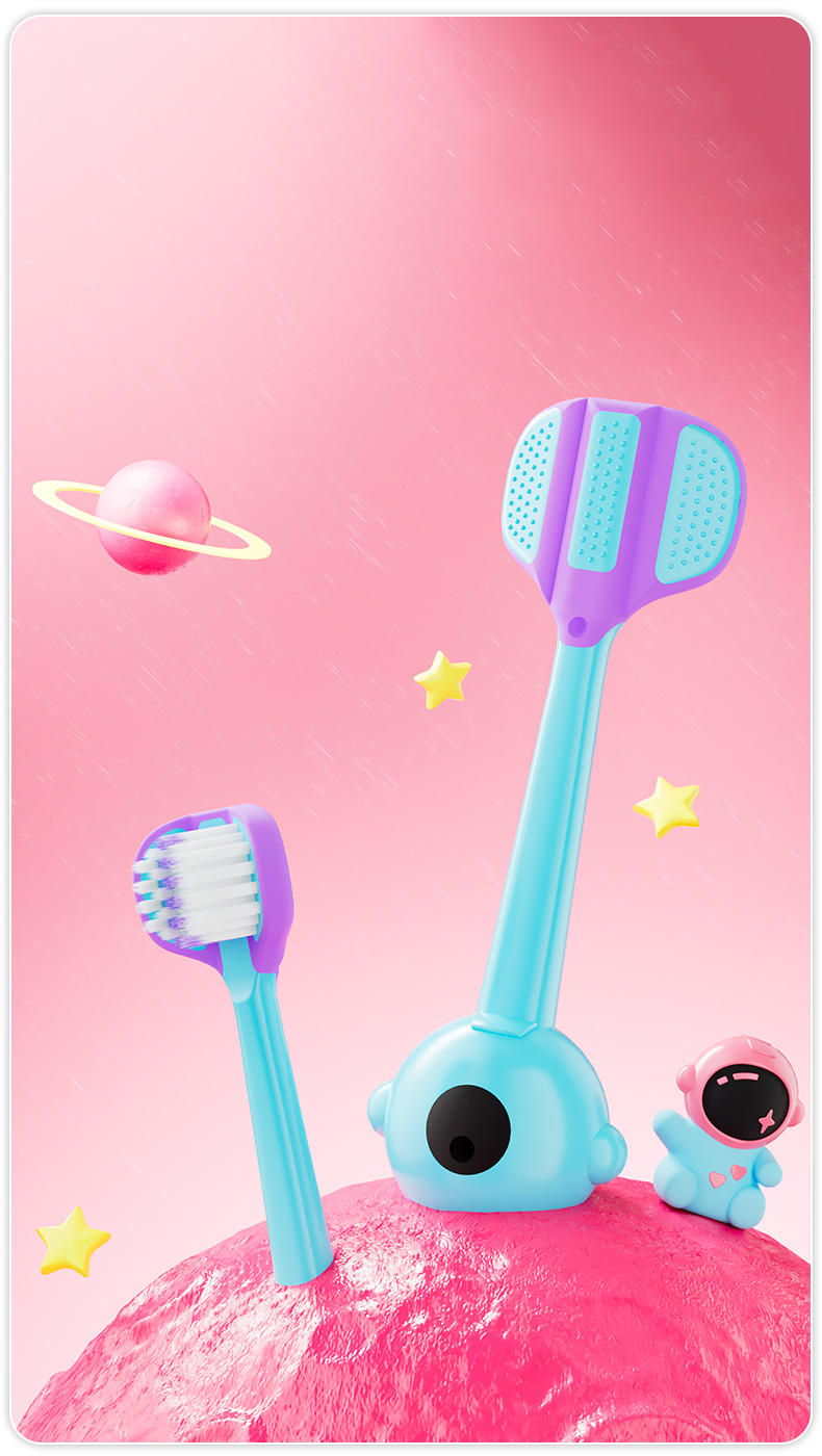 Dycrol KR626 Astronaut-Inspired 3-Sided Kids Toothbrush