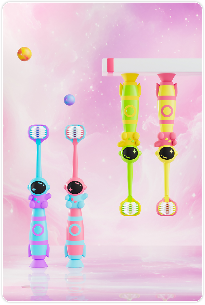 Dycrol KR626 Astronaut-Inspired 3-Sided Kids Toothbrush