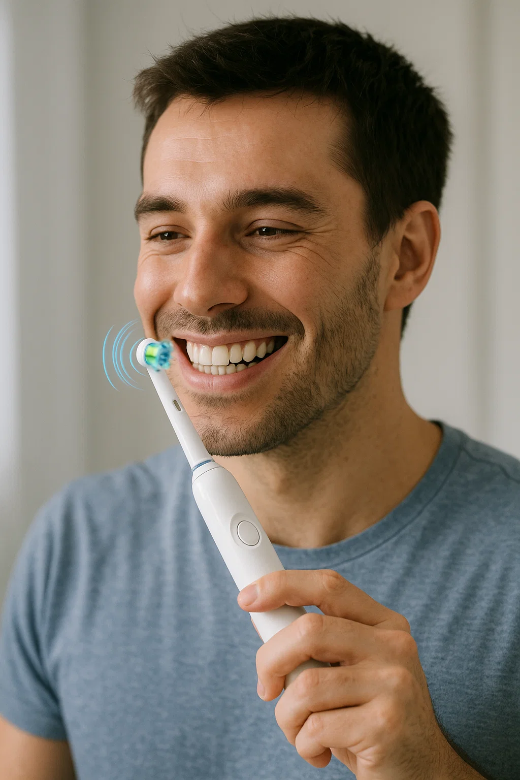 Person using an electric toothbrush for easy cleaning