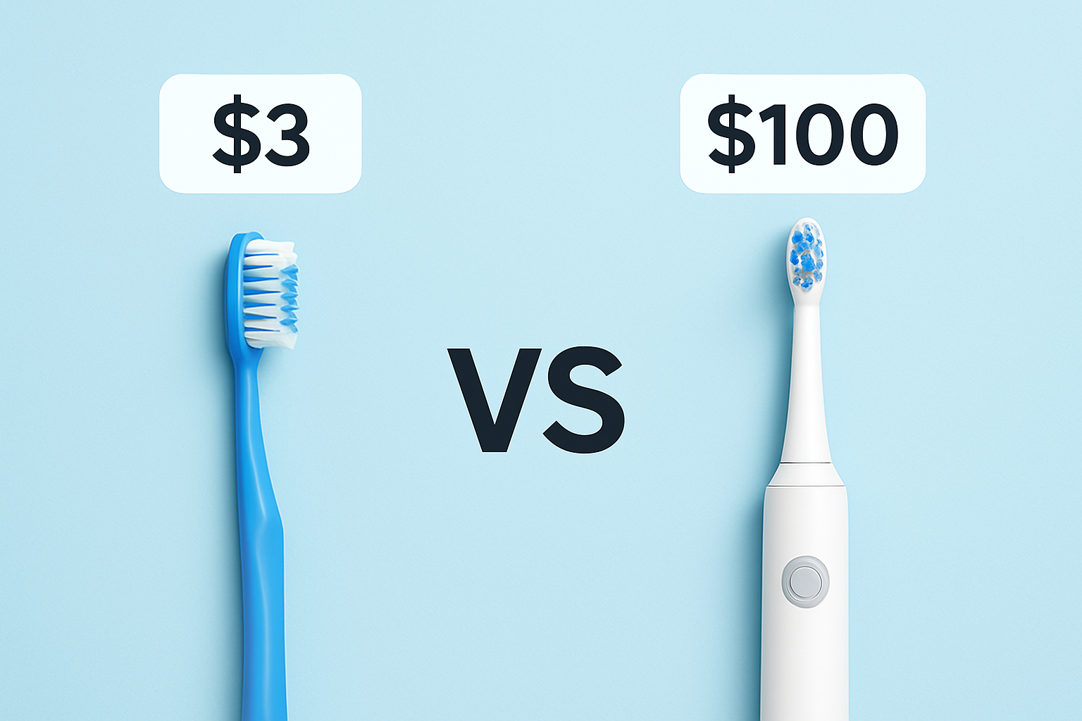 Manual toothbrush vs electric toothbrush price comparison ($3 vs $100)