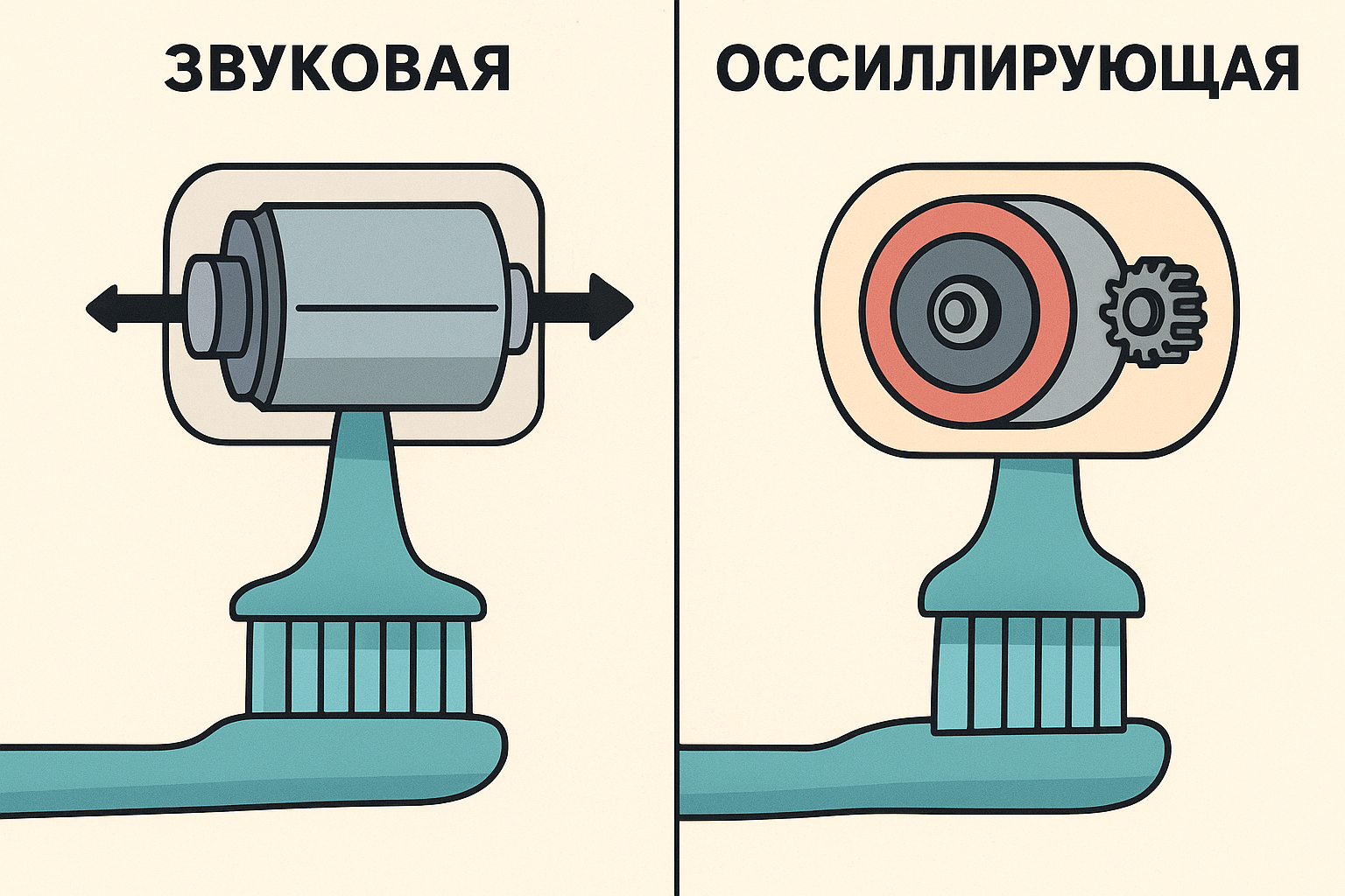 Сравнение мотора звуковой и осциллирующей электрической зубной щётки