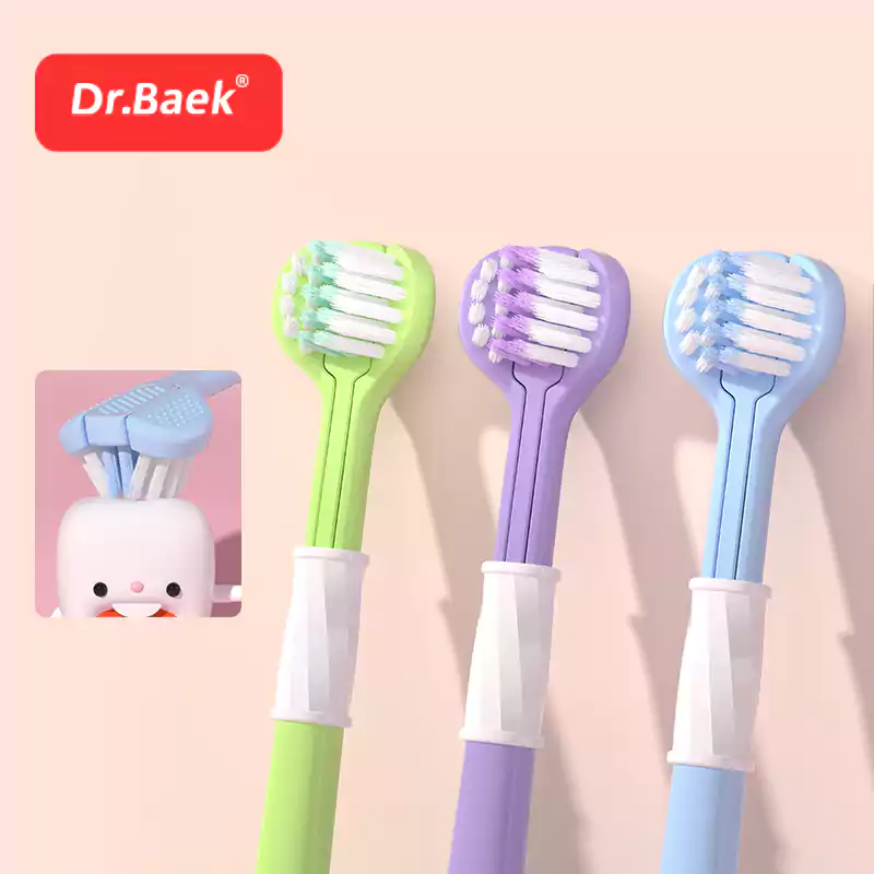 2 Pcs 3 Sides Baby Training Toothbrush Soft Nylon Bristles  