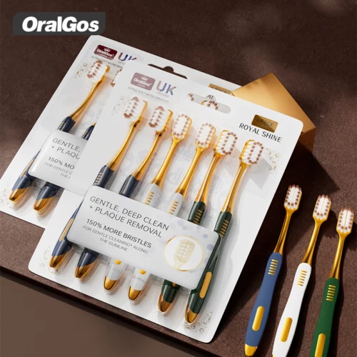 OralGos DB099 Royal Shine Ultra Soft Toothbrush – 150% More Bristles for Gentle Gum Care (6-Pack)