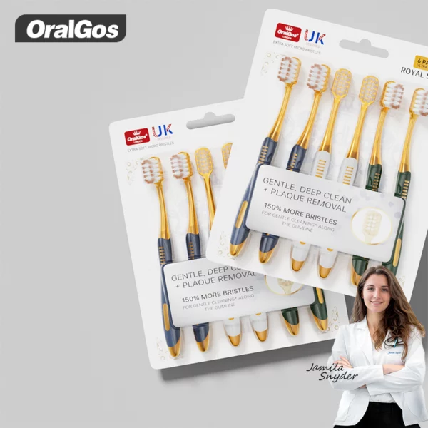 OralGos DB099 Royal Shine Ultra Soft Toothbrush – 150% More Bristles for Gentle Gum Care (6-Pack)