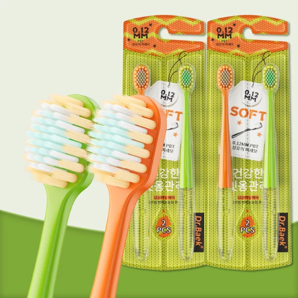 Dr. Baek 20102 Ultra‑Soft PBT Toothbrush Set – 12‑Pack Bulk (6×2 Retail Units)