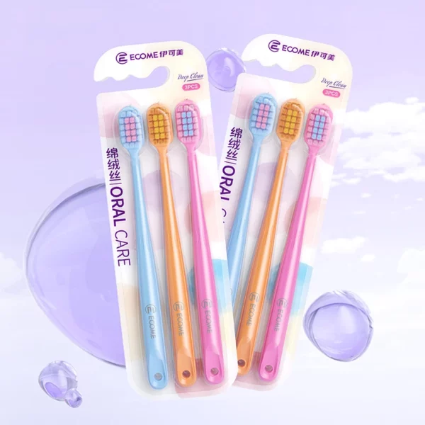 ECOME E905 Ultra-Soft Toothbrush 3-Pack – Deep Cleaning for Sensitive Gums