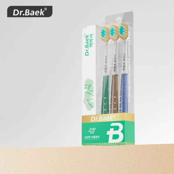 Dr.Baek High-Elasticity Micro Bristle Toothbrush Set – 3 Pack for Professional Oral Care