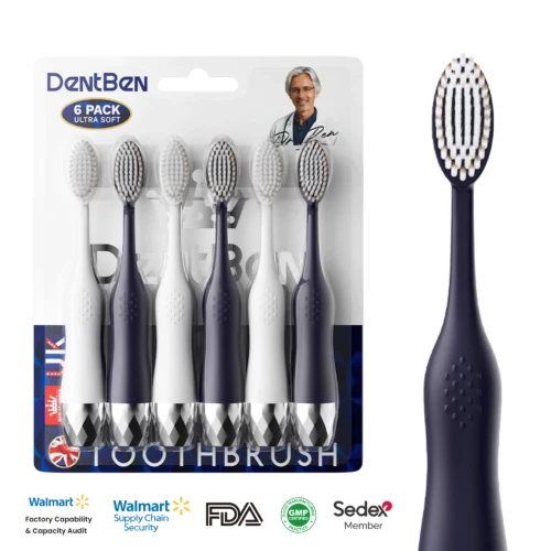 DentBen Ultra Soft Toothbrush Set – 6pcs Pack, Ergonomic Handle, FDA & GMP Certified