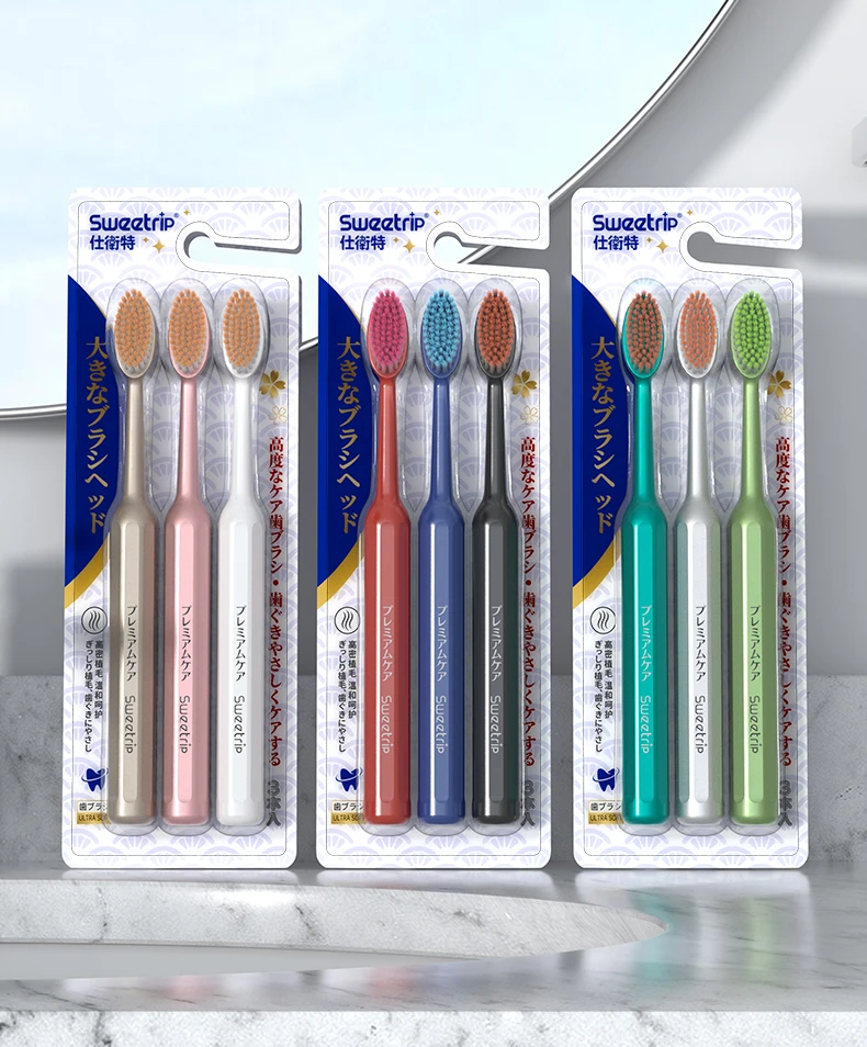 Sweetrip S293 Premium Wide-Head Toothbrush – Ultra-Fine Soft Bristles, 3-Pack