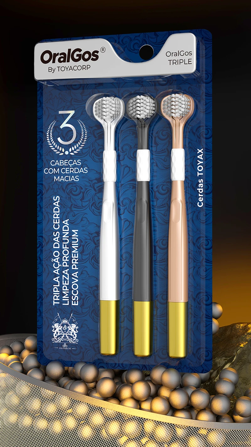 OralGos DB782 Triple-Sided Manual Toothbrush