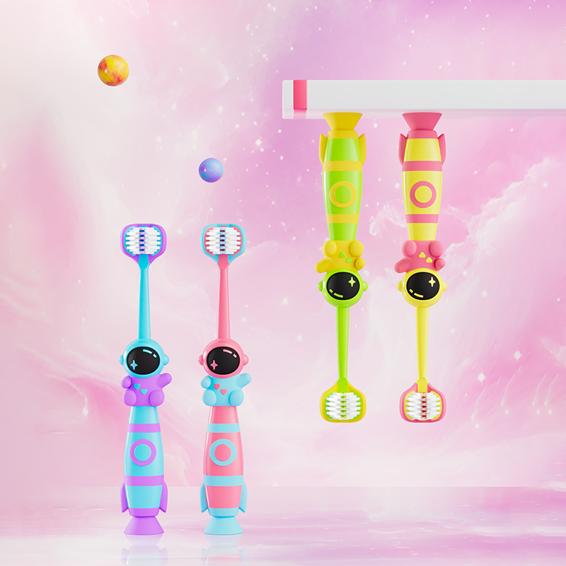 Dycrol KR626 Astronaut-Inspired 3-Sided Kids Toothbrush