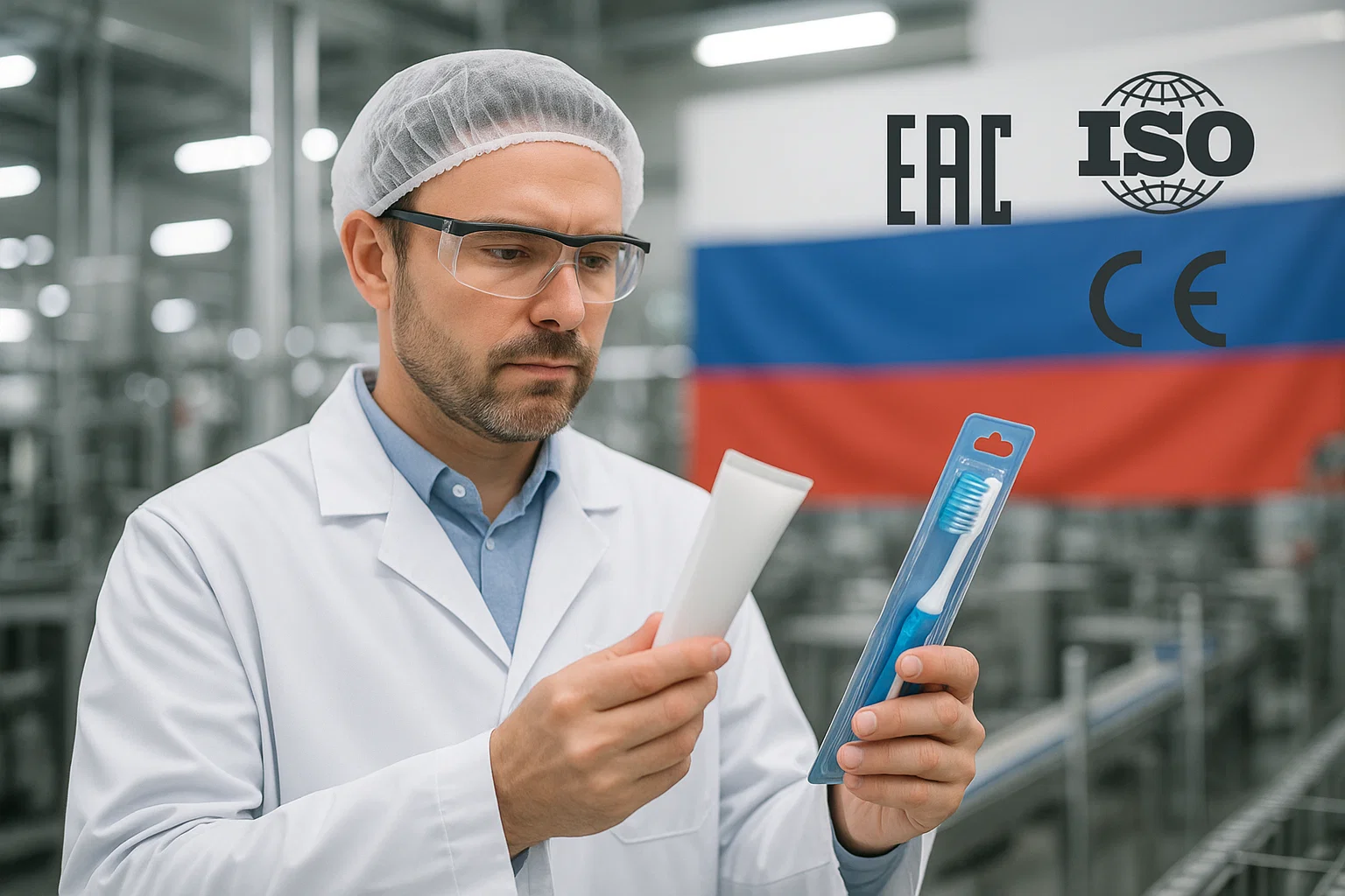 Футуристическая лаборатория по производству средств ухода за полостью рта в России, демонстрирующая соблюдение требований и контроль качества