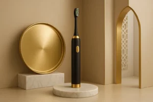 Premium private label toothbrush launch in Dubai with luxury branding.