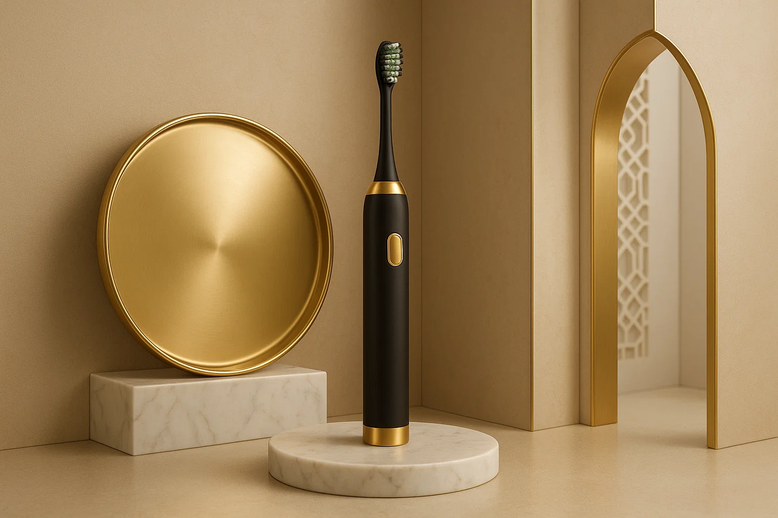Premium private label toothbrush launch in Dubai with luxury branding.