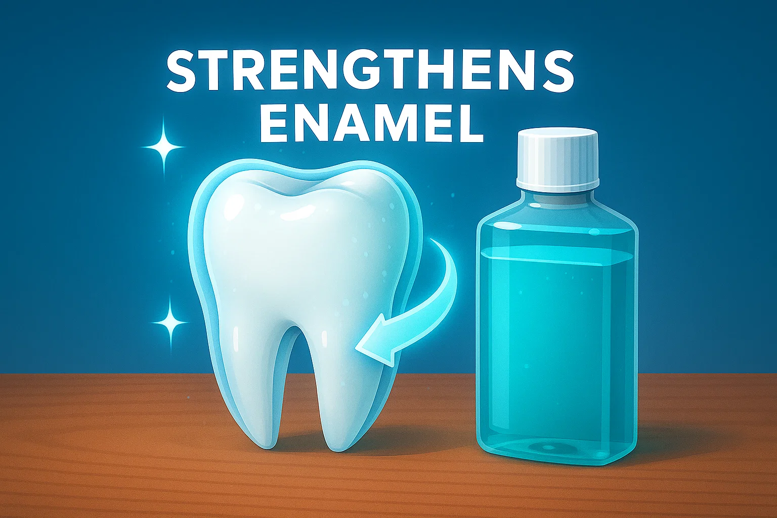 Fluoride-enriched mouthwash protecting enamel and preventing cavities