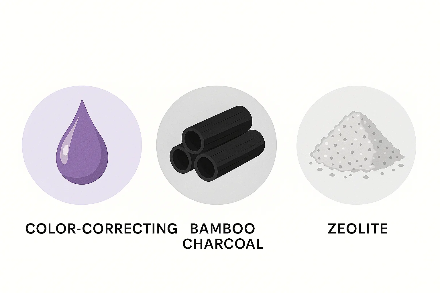 color-correcting, bamboo charcoal, and zeolite