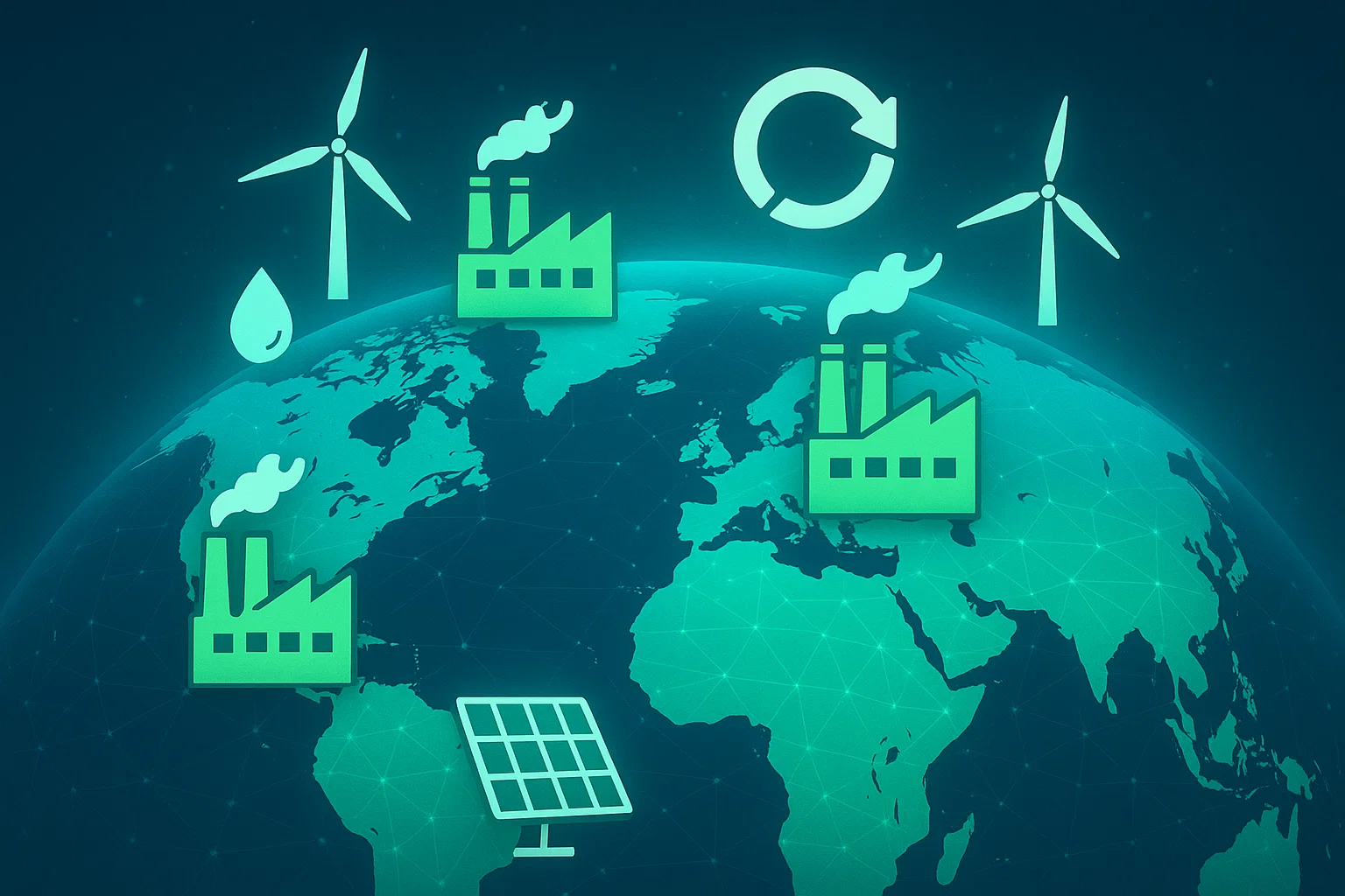 Global map highlighting sustainability and green innovation