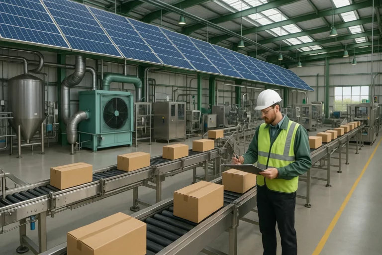 Green manufacturing facility with eco-friendly energy solutions