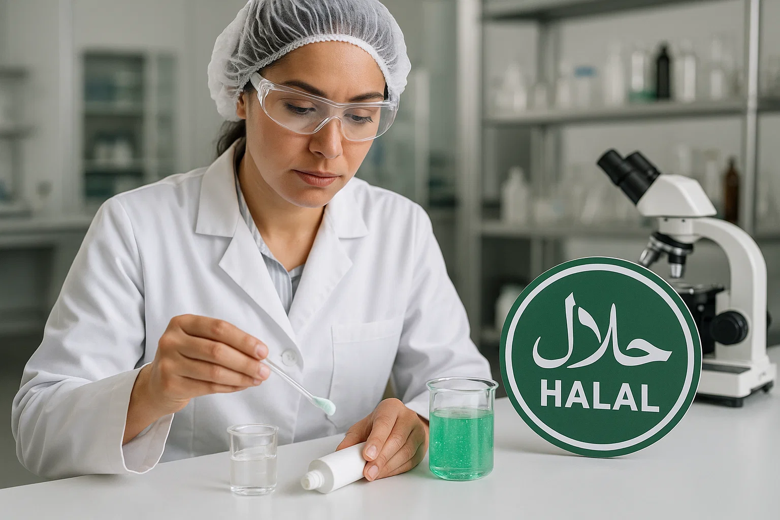 Halal oral care product testing in laboratory for compliance certification.