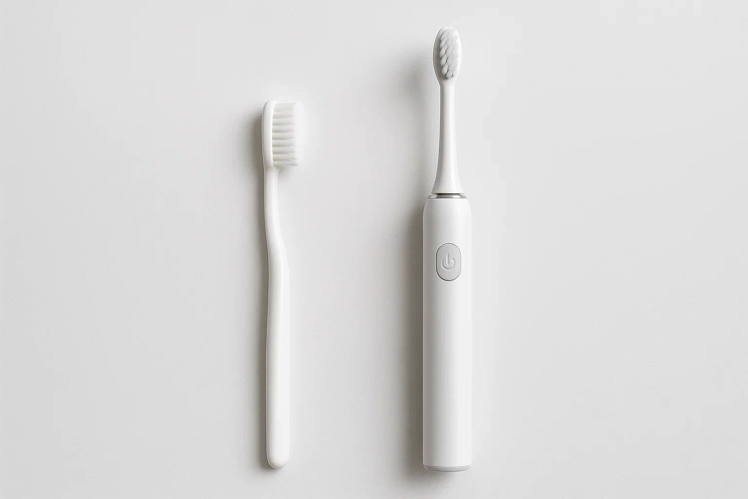 Manual vs Electric Toothbrush side-by-side on white background