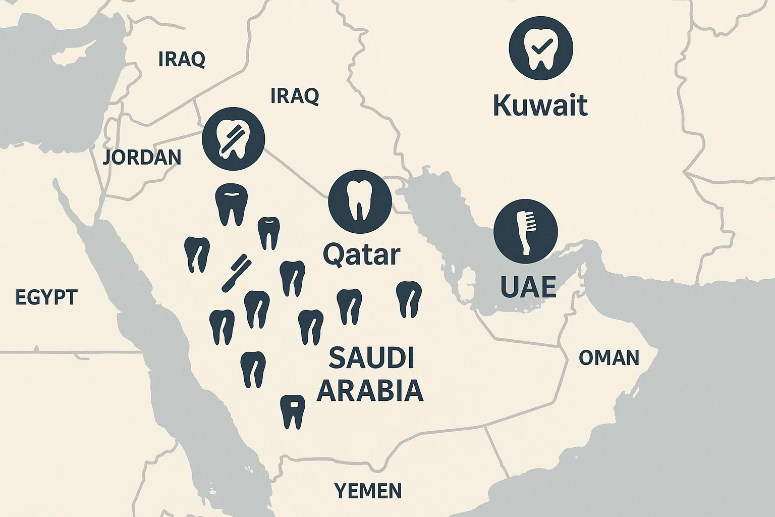 Map of Middle East highlighting key countries and certified manufacturing opportunities.