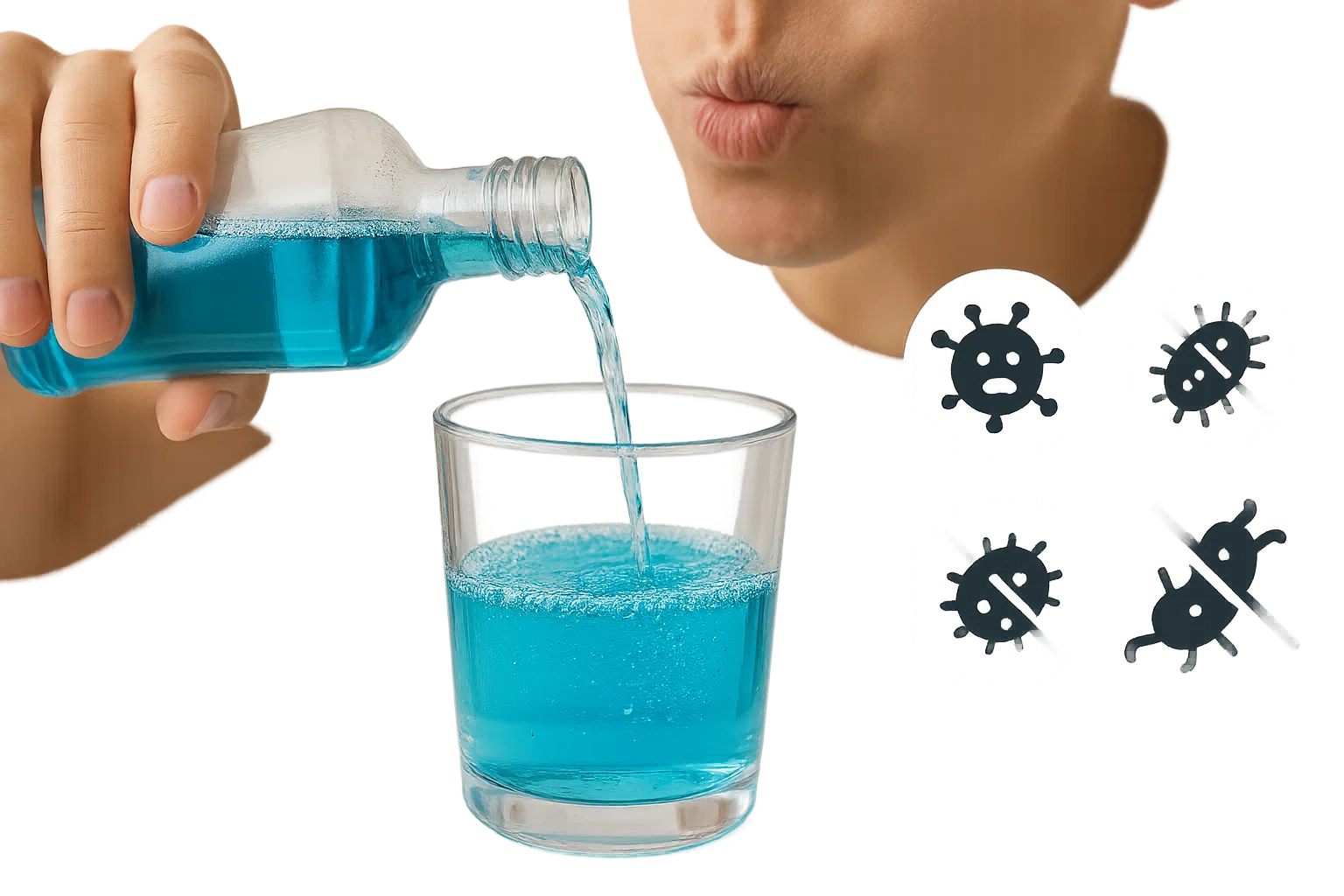 Mouthwash demonstrating antibacterial action for effective oral hygiene