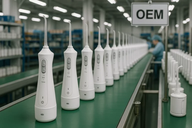 OEM water flosser production line in a modern oral-care factory