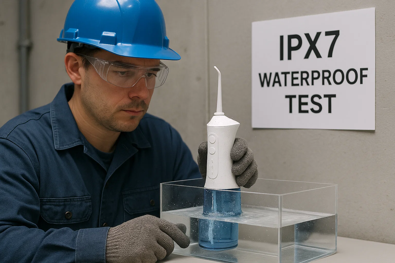 Quality control testing for OEM water flosser waterproof and battery performance