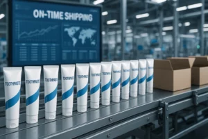 EM orders production line ensuring on-time delivery in global supply chain logistics