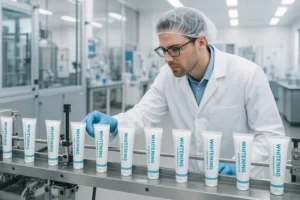 OEM whitening toothpaste production line in modern factory