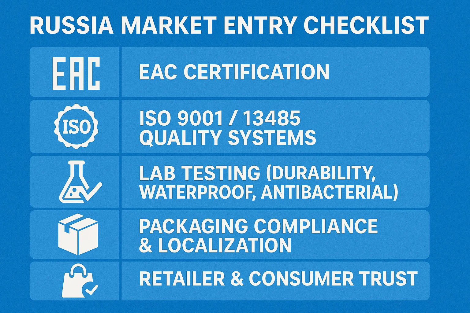 Infographic showing key steps for oral-care market entry in Russia