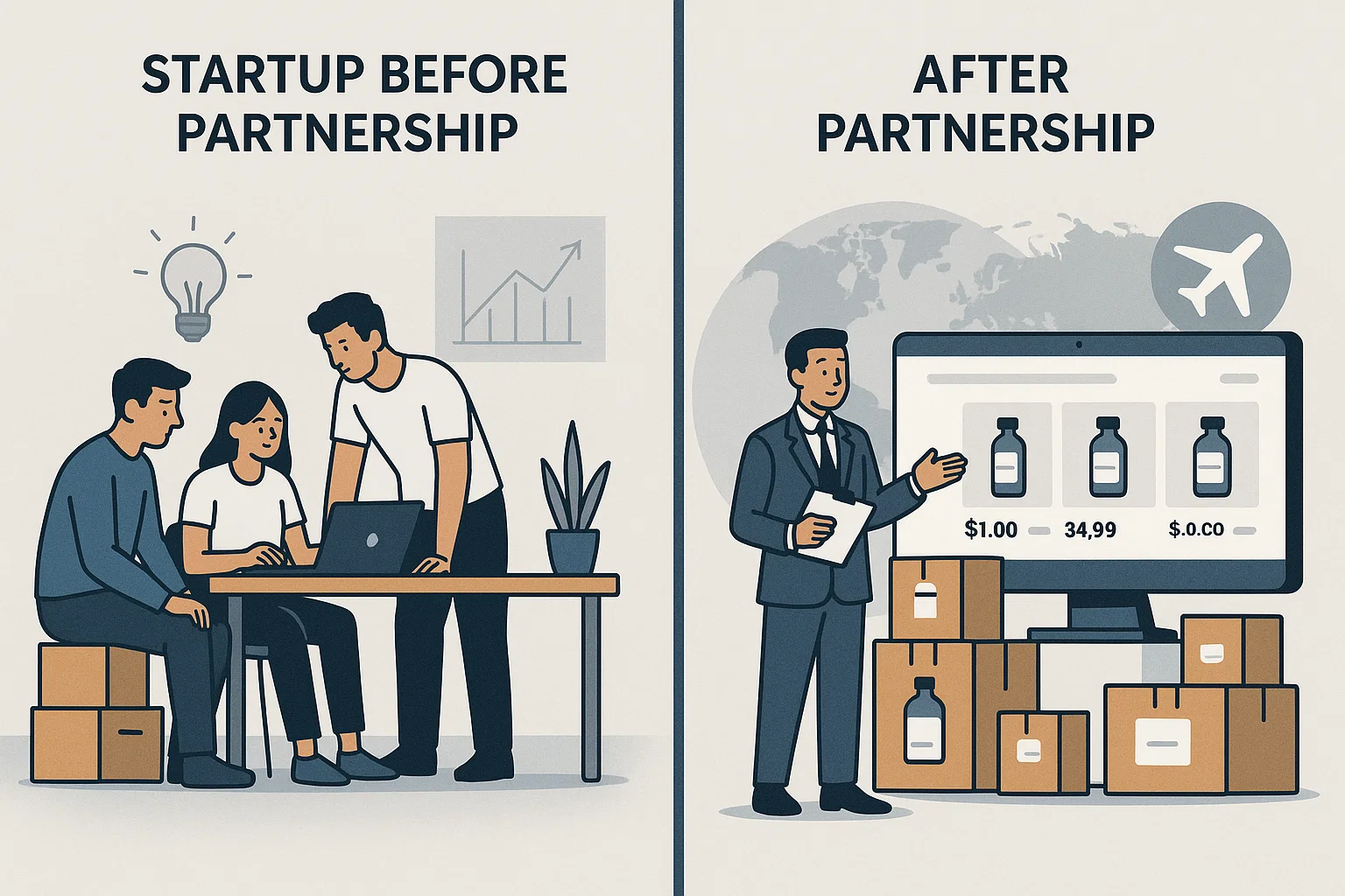 Before and after OEM/ODM partnership success story of a startup
