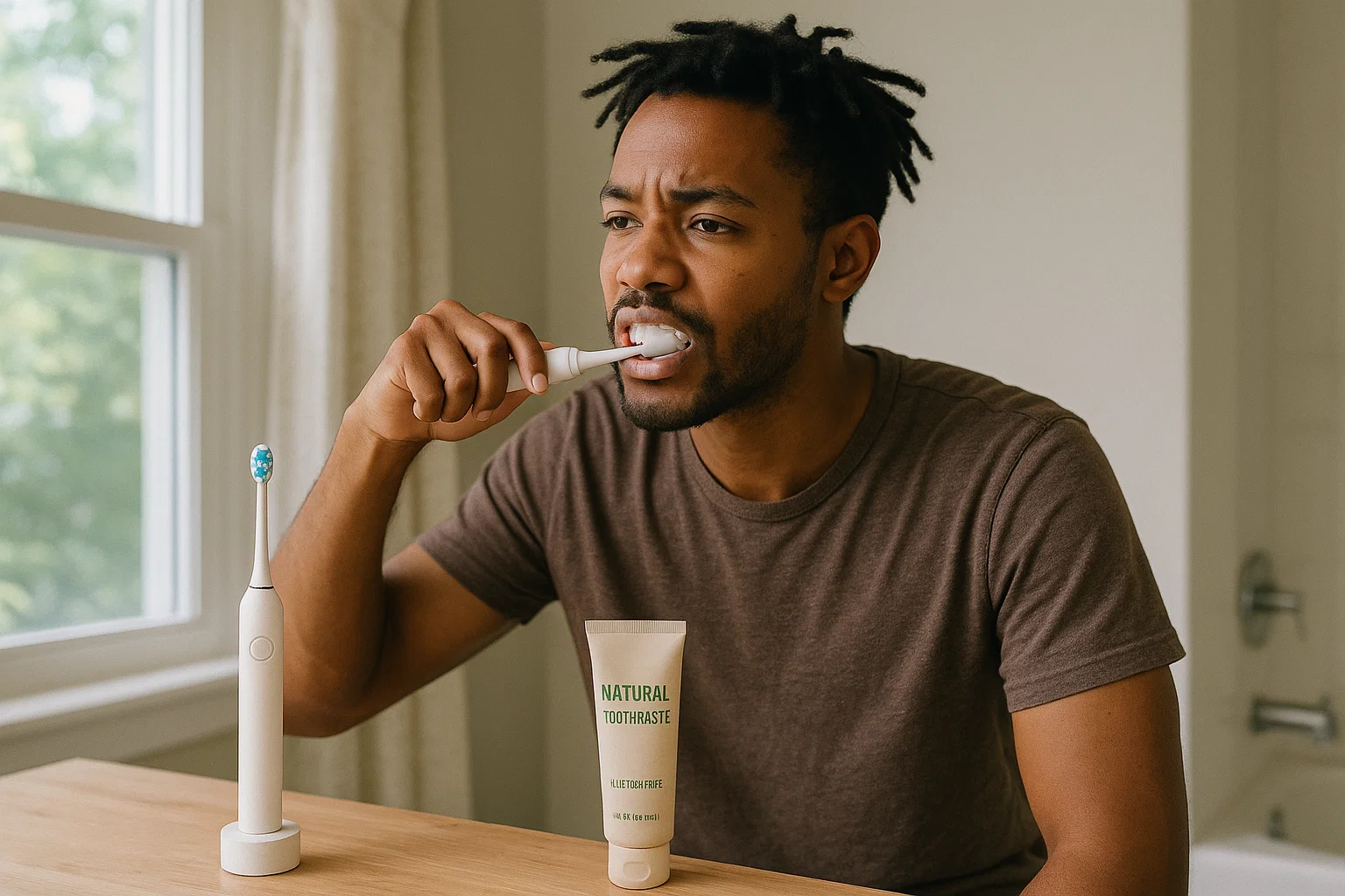 Young US consumers using innovative oral care products at home.