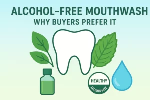 Infographic showing the rise of alcohol-free mouthwash and its natural ingredients.