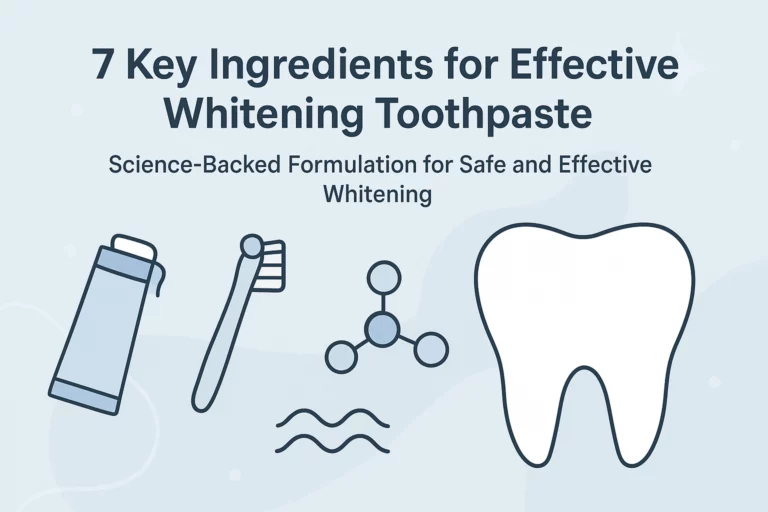Infographic showing the seven key ingredients of whitening toothpaste