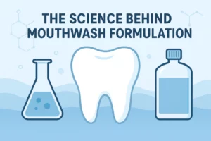 Infographic showing scientific elements and OEM R&D concept in mouthwash formulation