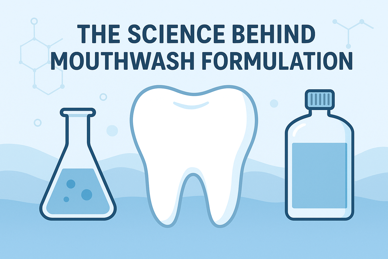 Infographic showing scientific elements and OEM R&D concept in mouthwash formulation