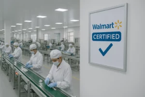 Walmart certified factory production line for oral care products.