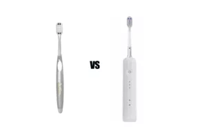 Electric and manual toothbrushes side by side for wholesale selection