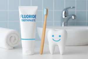 Fluoride toothpaste and toothbrush promoting cavity prevention in modern oral care