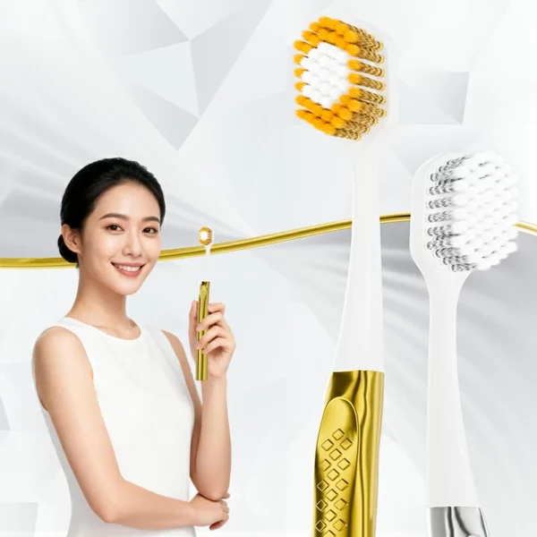 Custom Logo Gold Handle Replaceable Brush Head Toothbrush