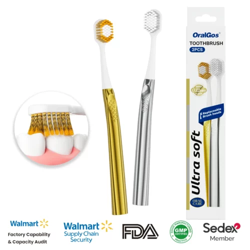 Gold Handle Replaceable Brush Head Toothbrush Custom Logo Gold Handle Replaceable Brush Head Toothbrush